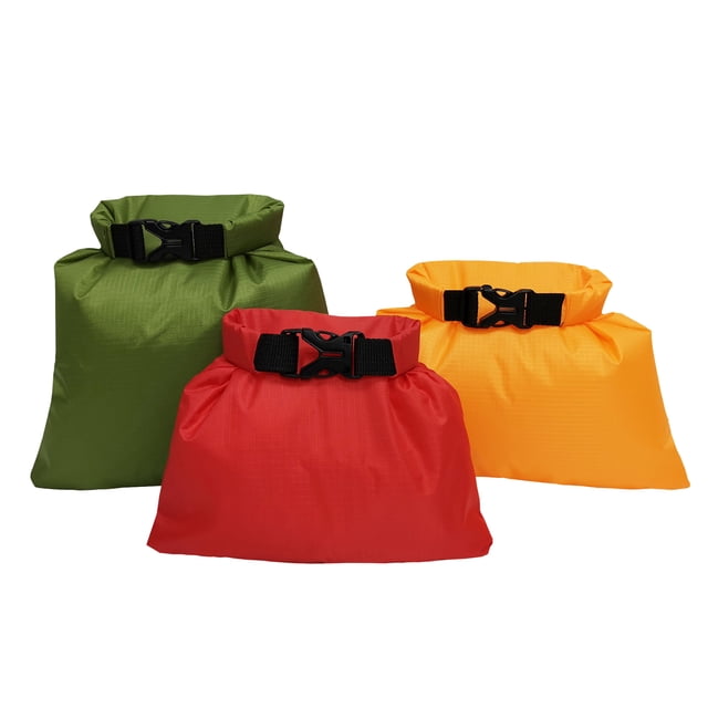 Graflsoa Sacs Secs Imperméables Triple Pack (1.5L, 2.5L, 3.5L) - Rouge, Orange, Vert Armée - Polyester Durable Enduit PU pour Aventures en Plein Air