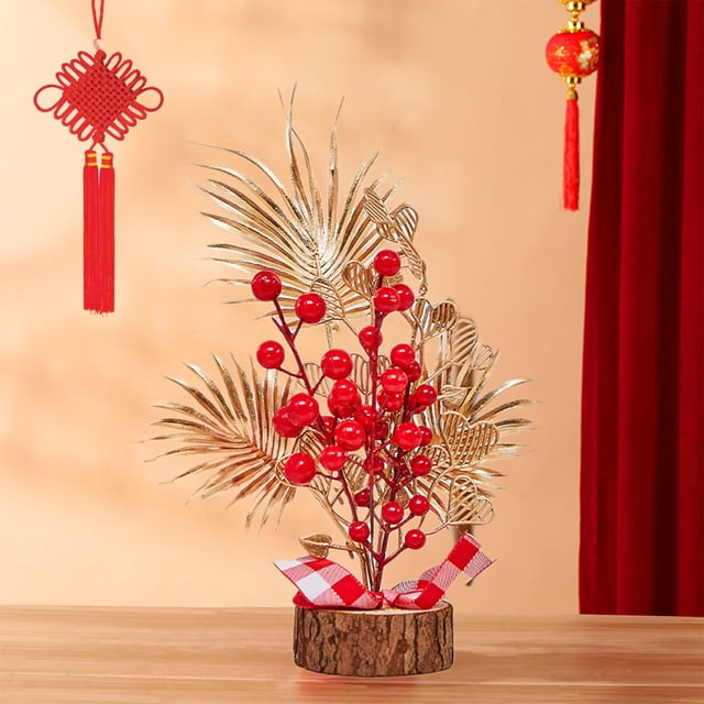 Chmadoxn Home Decor, Room Decor, Wall Decor Chinese Year Artificial Branches Tree Red Berries Picks Ornament Table Flower Basket Centerpiece For Spring Festival Wedding Home Decor New Year decorations