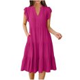 thumbnail image 2 of LOVZFMLL Dresses Women's Summer Solid Color SleevelessV-Neck Dress, 2 of 9
