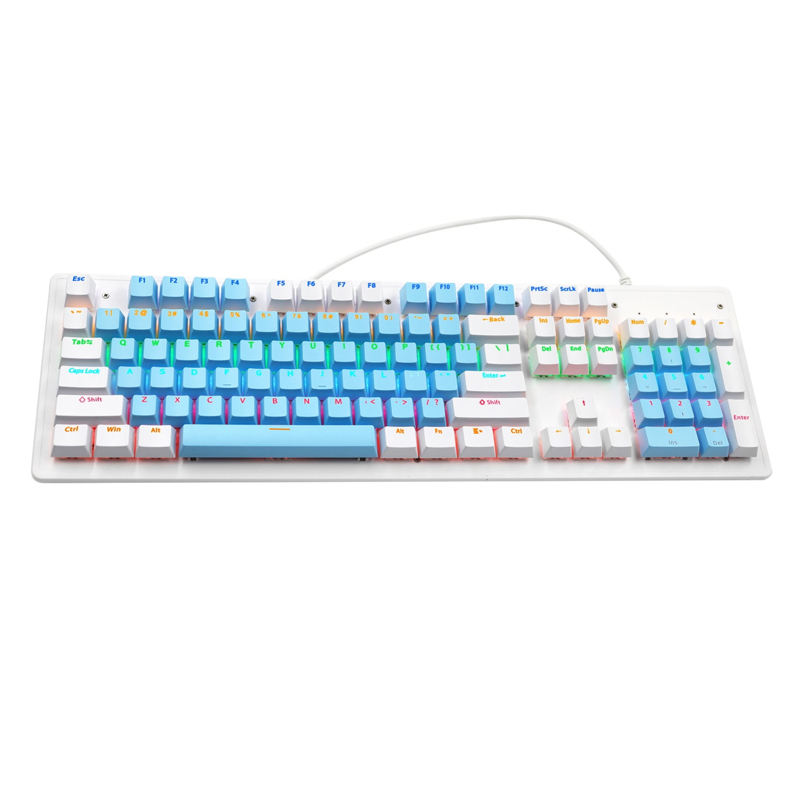 Wired Mechanical Keyboard, 104-Key Real Mechanical Gaming Keyboard Rainbow Backlit Keyboard Ergonomic Design USB Wired Keyboard for Wins PC Laptop for Game and Office