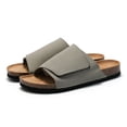 thumbnail image 3 of Men's Cork Sandals Suede Leather Slides Non-Slip Beach Shoes, 3 of 11