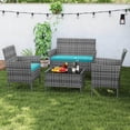 thumbnail image 2 of Costway 4 PCS Patio Furniture Set with Washable Cushions and Tempered Glass Coffee Table, 2 of 9