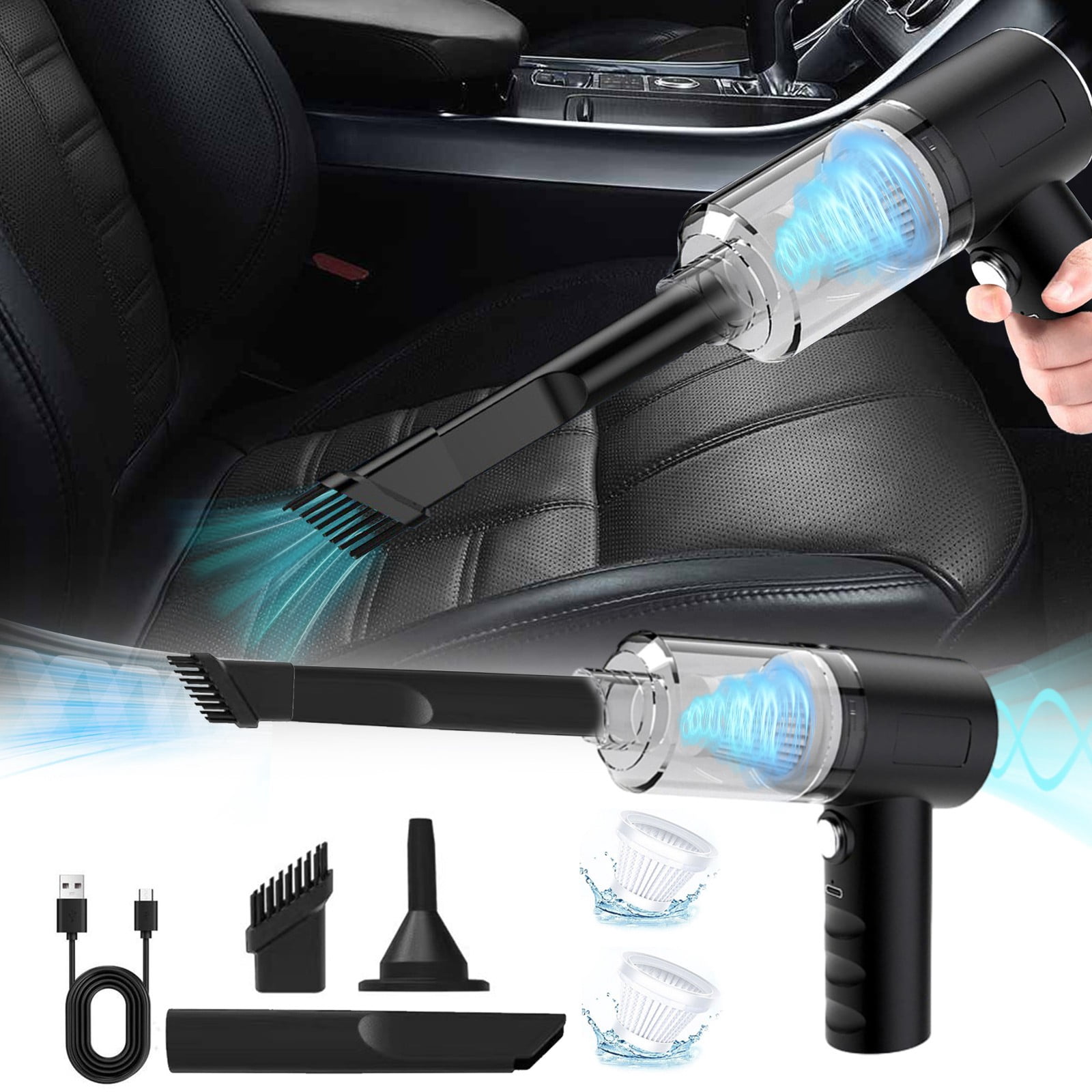 Dvkptbk Car Vacuum Cleaner 3000Pa Strong Suction Handheld Wireless Vacuum Cleaner Blower in 1 Portable Vacuum Cleaner for Car Home Car Accessories