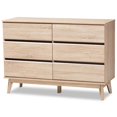 thumbnail image 1 of Baxton Studio Miren Commode Moderne à 6 Tiroirs en Chêne Clair et Gris Foncé, 1 of 10