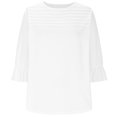 thumbnail image 4 of Plebaso Hauts d'Été pour Femmes à Volants Manches 3/4 Col Rond Chemises Plissées Décontractées Amples Tuniques Blouses, 4 of 7