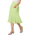 thumbnail image 4 of Unique Bargains Jupe Midi Trapèze à Imprimé de Feuilles pour Femme, Vert Printemps, TG, 4 of 6
