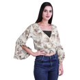 thumbnail image 3 of Moomaya Printed Womens Crop Top Wrap Style Top Wear Ruffle Long Sleeve Casual Summer Blouse, 3 of 5