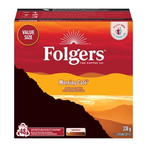 Folgers Morning Café Café de cuisine moyenne, pods K-Cup pour cafetières Keurig, 48 Pottes