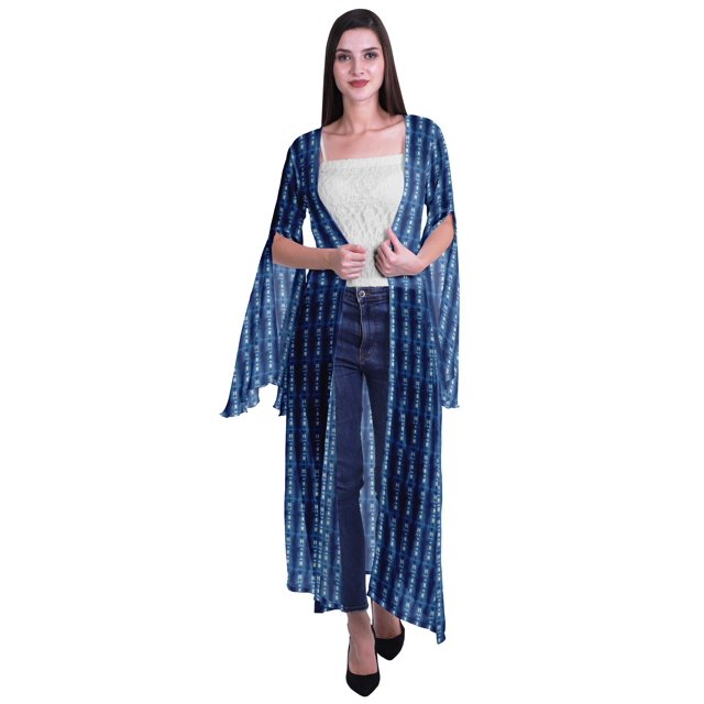 Moomaya Cardigan Long en Georgette Imprimée pour Femmes, Vêtements de Plage, Cache-Maillot