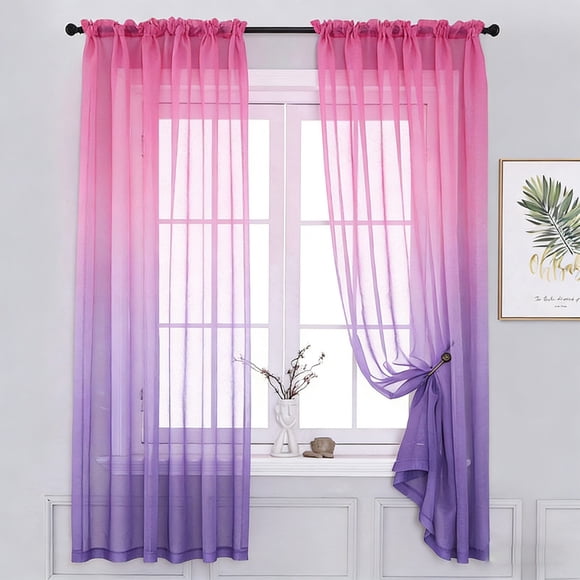HBYJLZYG Sheer Curtain, Gradient Semi-Transparent Light Filtering Drape, 52"x96" Rod Pocket Style Curtain Panel, Breathable Polyester Fabric for Bedroom Living Room Kitchen and Home Decor