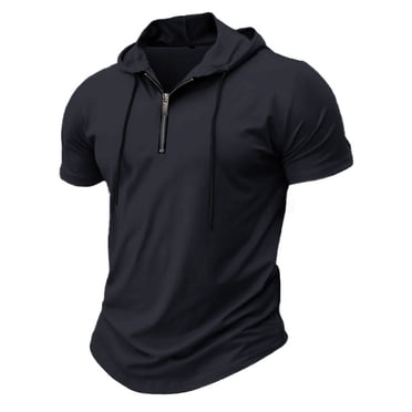 Cameland Short Sleeve Hoodies for Men Short Sleeve Solid Color Hoodies Men Casual Fashion Hooded Pullover Sports T-Shirt Top