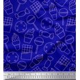 thumbnail image 1 of Soimoi Blue Poly Georgette Fabric Cookies & Cupcake Food Print Fabric by Yard 42 Inch Wide, 1 of 1