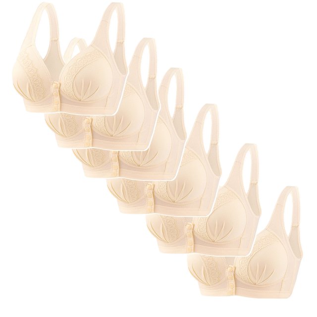Timegard Bras for Women 6pc Wireless Front Closure Full Support Breathable Comfy Everyday Thin Bras