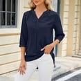 thumbnail image 2 of RKSTN Tops for Women Trendy 2024 Spring Summer Solid Color Lace V-neck Short Sleeve T-shirt Temperament Loose Plus Size Tops, 2 of 4