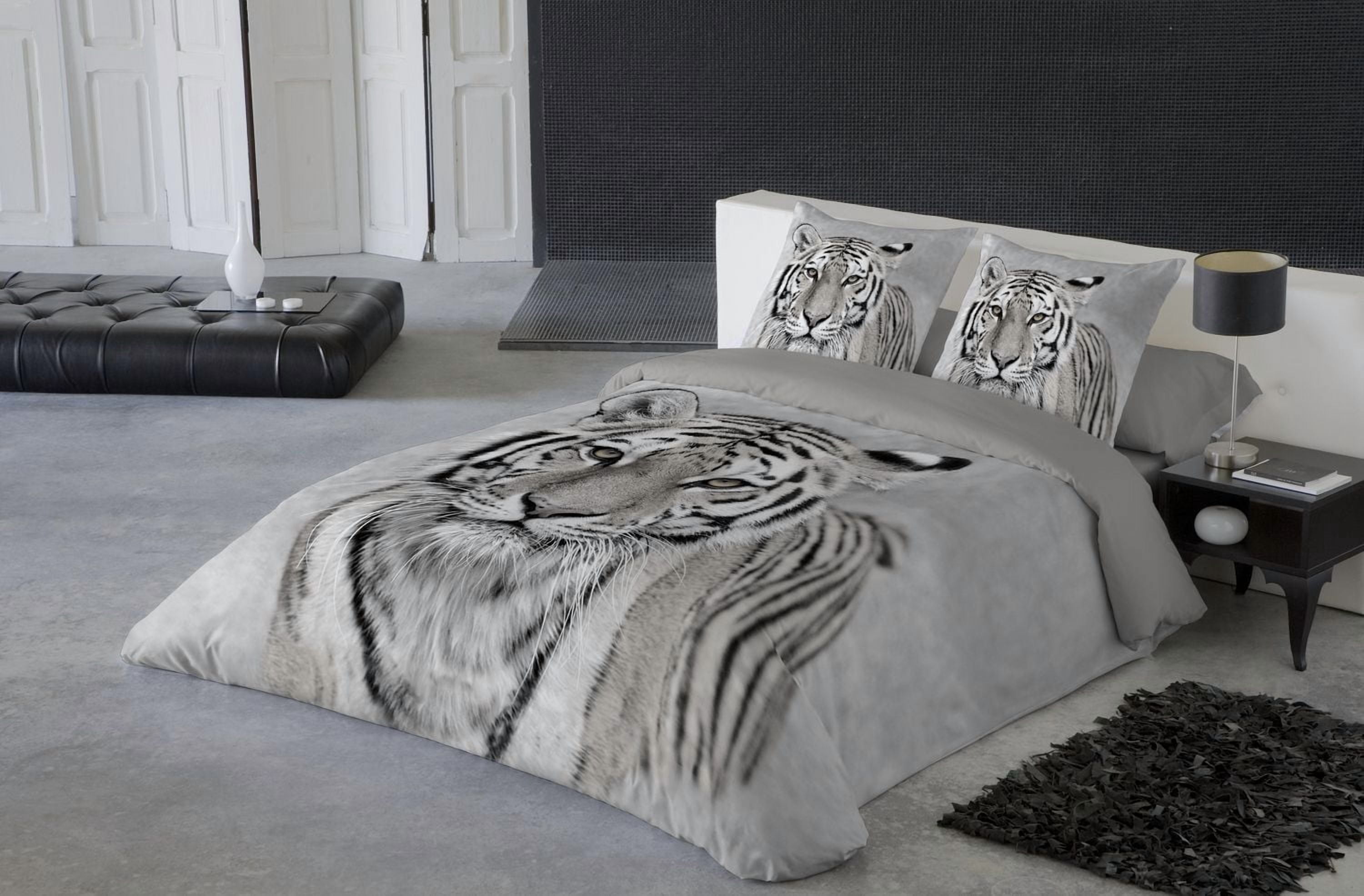 Ensemble de housse de couette Sheerkan de Gouchee Home – Literie 3 pièces en coton certifié Oeko-Tex avec imprimé tigre majestueux