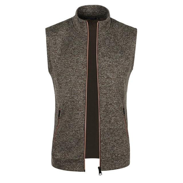 Penkiiy Men's Full-zip Polar Fleece Vest Lightweight Sleeveless Jacket XL Coffee