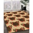 thumbnail image 3 of Ahgly Tapis Rond Lavable en Machine Intérieur Transitionnel Jaune Orange, 5 Pieds Rond, 3 of 7