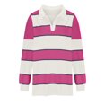 thumbnail image 1 of WEAIXIMIUNG Sweat à Capuche pour Femmes, Mode Graphique, Imprimé Rayé, Col à Revers, Boutons, Manches Longues, T-Shirt, 1 of 4