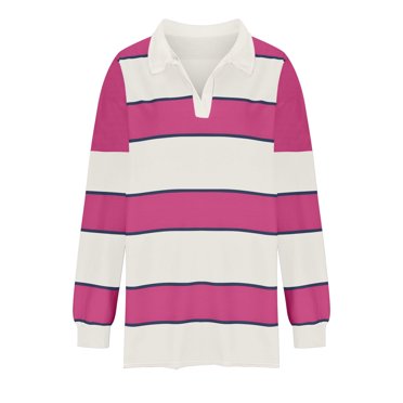 WEAIXIMIUNG Sweatshirt Womens Hoodie Graphic Ladies Fashion Striped Print Lapel Collar Button Long Sleeve Top T Shirt