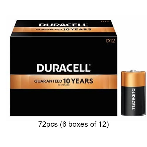 Lot de 72 Piles Alcalines D Duracell CopperTop (MN1300)