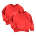 thumbnail image 1 of MKOSPLRT Chandails Molletonnés pour Enfants, Lot de 2, Manches Longues, Chandail en Molleton à Enfiler, Couleur Unie, Col Rond, Chandails Molletonnés Doux d'Automne pour Garçon Ou Fille 3-9, 1 of 2