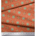 thumbnail image 3 of Soimoi Orange Rayon Crepe Fabric Mandala Geometric Decor Fabric Printed Yard 46 Inch Wide, 3 of 5