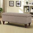 thumbnail image 2 of HomePop Traditional Fabric Large Storage Bench with Nailhead Trim in Tan, 2 of 11