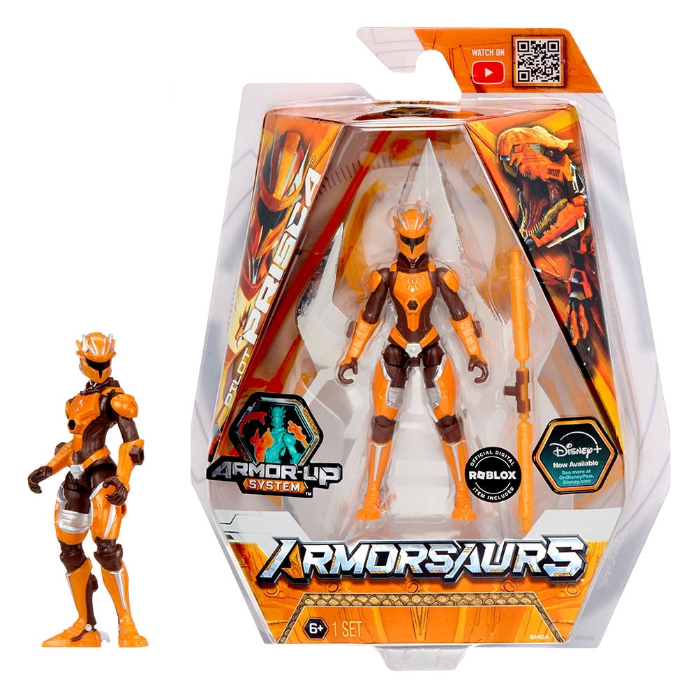 Armorsaurs Raptor Pilot (Prisca Silva) Action Figure Toy, 3.75-Inch Poseable Figure with Armor Pieces and Weapon, Kids, Boy, Girls, Ages 6+