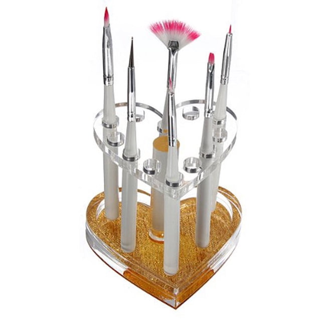 Heart Shape 12 Holes Brush Pen Holder Nail Tool Display Shelf Organizer