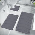 thumbnail image 4 of Fridja 3pcs Bathroom Rugs Bath Mat Toilet Mats Soft Comfortable Non-Slip Bathroom Rug Set Bath Mats for Bathroom Machine Washable Bath Mat Bathroom Rug Sets, Dark Gray, 4 of 5