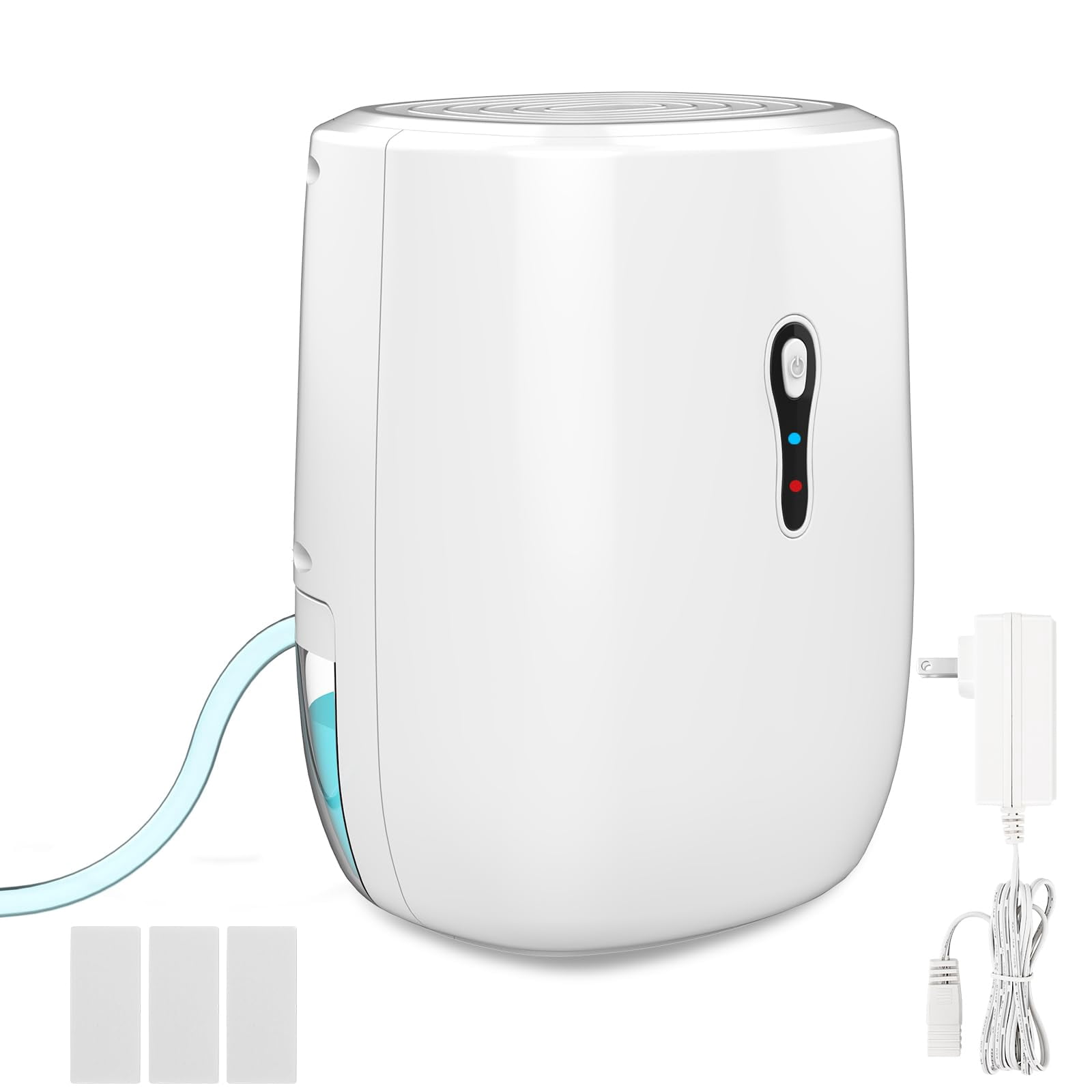 Dehumidifier with Drain Hose. Litever Small Portable Dehumidifier. Auto-OFF. Drain Hose for Continuous Drainage. Effective for Small Bathroom Pantry Close