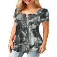 thumbnail image 2 of CHOK Women T Shirts Short Sleeve Round Neck Button Up Tunic Tops (White  XL), 2 of 4