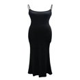 thumbnail image 4 of QJUHUNG Femmes Couleur Unie Robe Longue Sexy Bodycon Extensible Maxi Dame Printemps Automne Été Robe Spaghetti Sangle, 4 of 8