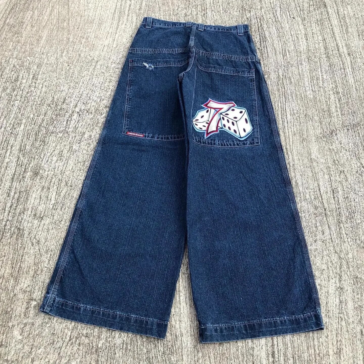 JNCO High quality Embroidered graphic jeans Y2K Hip Hop baggy jeans Men Women 2000s clothing aesthetic Harajuku wide leg jeans