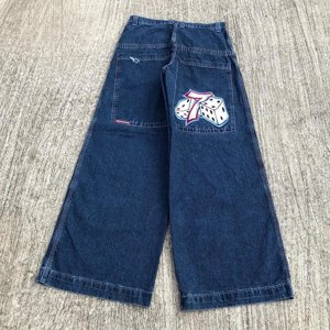 JNCO High quality Embroidered graphic jeans Y2K Hip Hop baggy jeans Men Women 2000s clothing aesthetic Harajuku wide leg jeans