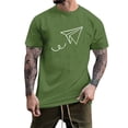 thumbnail image 1 of BOBOGOJP Shirts T - pour Hommes Graphiques Décontractés à Imprimé Chandails Molletonnés Col Rond Manches Courtes T-Shirts (Vert Armée,G), 1 of 5