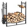 thumbnail image 2 of Patiojoy 30" Firewood Rack with Tool Set 30" Fireplace Log Holder for Indoor&Outdoor Wood Stacker Lumbar Storage Organizer, 2 of 8