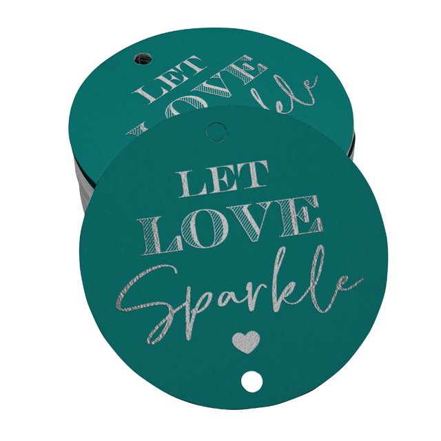 Inkdotpot Pack Of 50 Let Love Sparkle Wedding Favor Paper Tags Craft Real Silver Foil Hang Tags