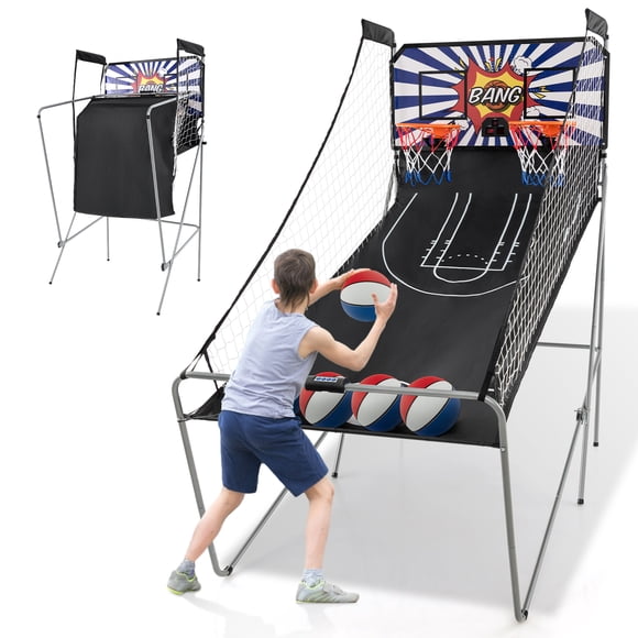 Costway Jeu d'Arcade de Basketball à Double Tir avec 8 Modes de Jeu Son d'Arcade Pointage Électronique Blanc