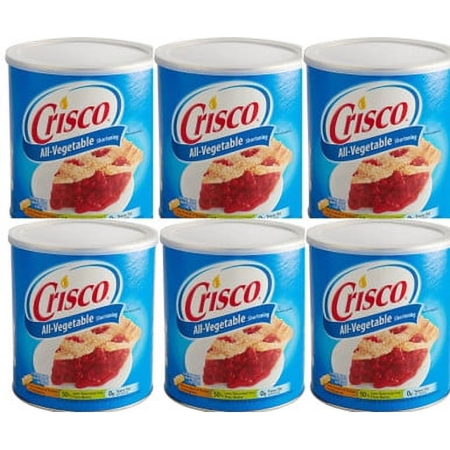 Crisco 48 oz. Raccourcissement Régulier de Tous les Légumes dans un Étui de 6 Unités. Chaque Contenant Présente une Étiquette Bleue avec le logo Crisco et une image de Tarte. Idéal pour la Cuisson au Four, la Friture et le Sauté, Ce Raccourcissement Sans Gluten et Sans Gras Trans Est Fait avec des Ingrédients Naturels. Convient aux Cuisines Commerciales et Domestiques.