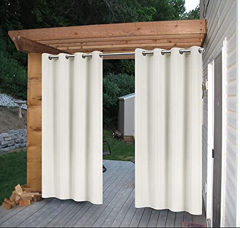Cross Land Rideau Extérieur Imperméable pour patio,Jardin,Balcon, Antirouille à Oeillets - Rideau/drape à Oeillets Isolé Thermiquement Intérieur Extérieur,L54"TG84 Pouces,Poire Blanc,1 Panneau