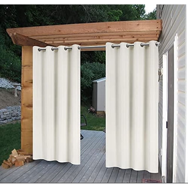 Cross Land Rideau Extérieur Imperméable pour patio,Jardin,Balcon, Antirouille à Oeillets - Rideau/drape à Oeillets Isolé Thermiquement Intérieur Extérieur,L54"TG84 Pouces,Poire Blanc,1 Panneau