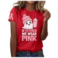 thumbnail image 1 of TSADFHJI Hauts Mignons pour Femmes Hiver Mode Décontractée Imprimée Col Rond Manches Courtes Chandail T-Shirt TG Rouge, 1 of 6