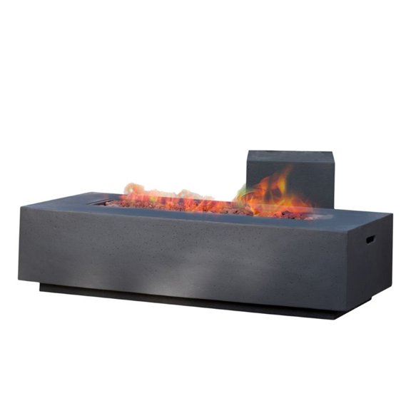 Alar Table de Feu Rectangulaire en MGO de 56 Pouces - Gris Foncé - 50 000 BTU avec Support pour Réservoir