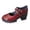 Red, variant on Ladys Mary Jane Shoes Large Size British Style Double Love Buckle Platform Chunky Heel Patent Leather Fashion Retro Elegant Classic Brogues Shoes Shallow Cut Leather Loafers Black