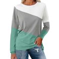 thumbnail image 2 of Pxiakgy Vente Chaude!! Hauts à Blocs de Couleur pour Femmes Tunique à Manches Longues Décontractée Col Rond Pull Chemises à Blocs de Couleur pour Femmes Hauts à Manches Longues Décontractés Col Rond Pull Vert TTG, 2 of 7