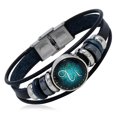 thumbnail image 2 of AMERTEER 12 Constellation Main Tressé Cuir Signe du Zodiaque Rétro Breloques Bracelet, 2 of 6
