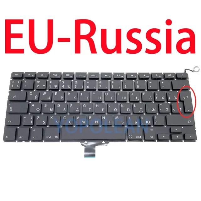 New Replacement Keyboard For Macbook Pro 13" A1278 US UK Russian Spain French Hungary Portugal 2009-2012 Years EU-RU