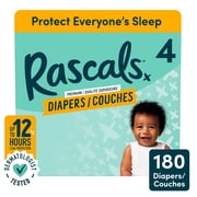 Rascals Premium Absorbent Baby Diapers, Size 4, Mega Carton, 180 Count
