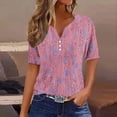 thumbnail image 1 of Womens Fashion Printed Short Sleeves Blouse Round Neck Casual Tops, 1 of 4